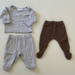 3 pieces baby tracksuit and ZARA pants 0-3 months